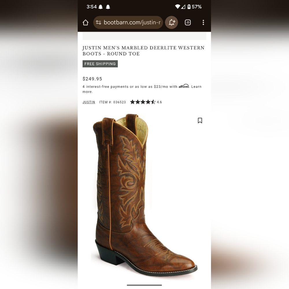 Justin Men's Marbled Deerlite Western Boots
